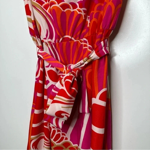 Natori Abstract Floral Cowl Neck Tie Waist Dress Size XS - Picture 3 of 7